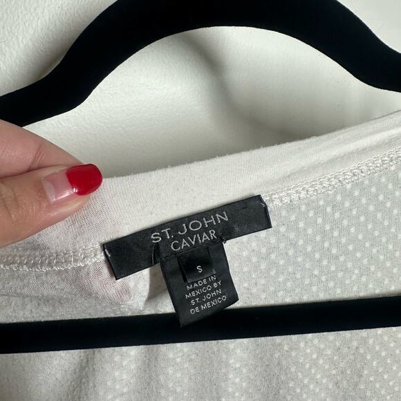 St. John Caviar White Sequin Sparkle Tank Top Size Small - Picture 2 of 10